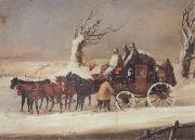 Henry Alken Jnr The Bath To London Royalmail Coach in the snow Sweden oil painting artist